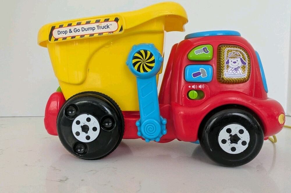 VTECH DROP & GO DUMP TRUCK Lights & Sound With Pull String-tested
